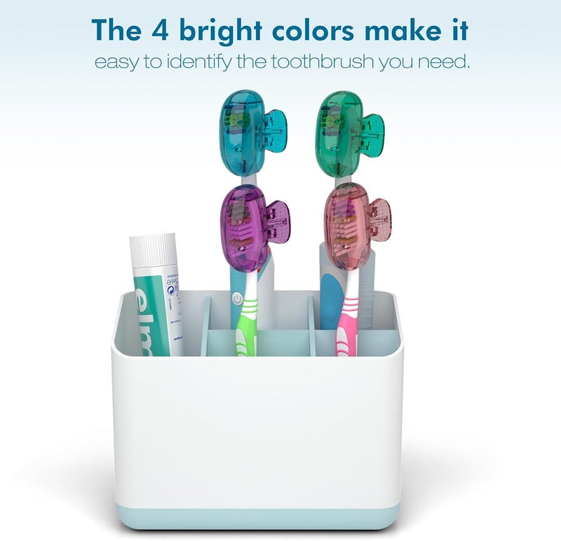 Nincha 4-Pack Multicolor Toothbrush Head Covers - Universal Clip-On Protector for Manual & Electric Brushes - Travel-Friendly Hygienic Dust Guard - Suitable for Kids & Adults (Blue, Green,Purple,Pink) - Image 4